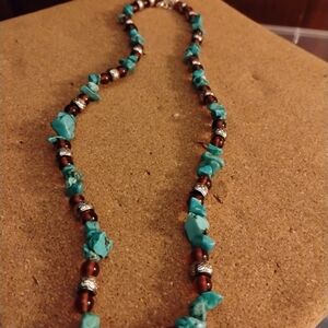 Turquoise and Silver Beaded Necklace